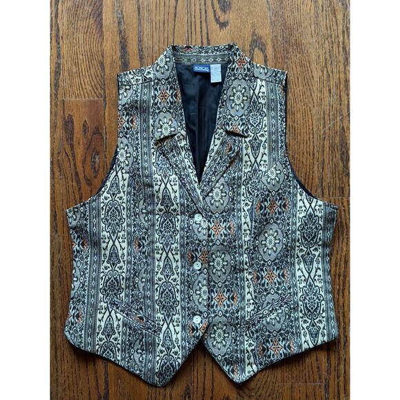 Vintage 90s Brocade Tapestry Vest SteamPunk VictorianGoth ShabbyChic Lagenlook - Picture 7 of 10